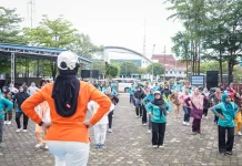 TP PKK Muba Kampanyekan Gaya Hidup Sehat Lewat Senam Bersama