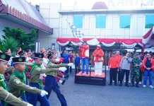 100 Regu Pelajar Semarakkan Lomba Baris Muba Sambut HUT Ke-81 RI