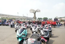 Konvoi Komunitas Honda Keliling Ikon Palembang Sambut HUT ke-81 RI