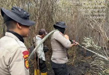 Subsatgas Polres OKI Padamkan Karhutla Seluas 2 Hektare di PT Samora
