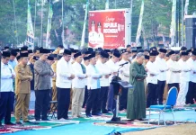 Atasi Kemarau, Pemkab Muba Gelar Salat Istisqa dan Bagikan Masker