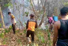Titik Api Muncul di OKU, Polisi dan Warga Bahu-Membahu Padamkan Lapangan