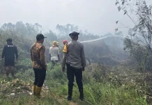 Cegah Api Meluas, Polsek Indralaya Lakukan Pemadaman dan Pendinginan