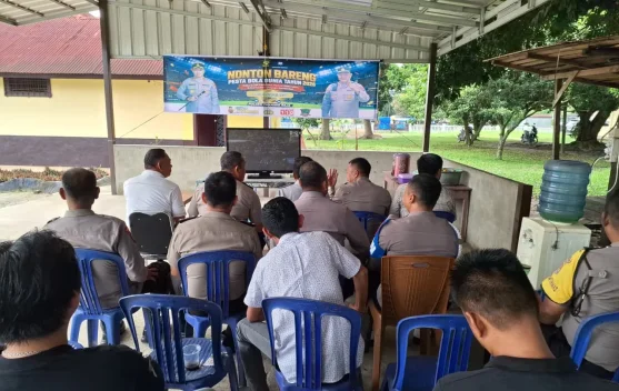 Polsek Tanjung Raja Gelar Nobar Piala Dunia Argentina vs Algeria