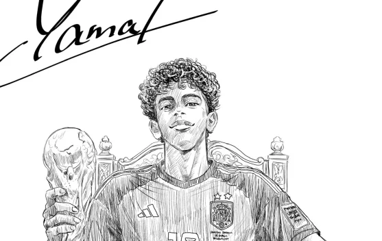 Yugo Kobayashi Rayakan Gelar Juara Dunia Spanyol dengan Ilustrasi Yamal