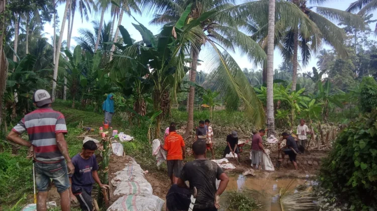 BPBD Parimo Kirim Geobag dan Alat Berat Perbaiki Tanggul Jebol