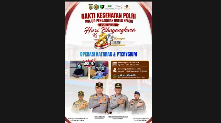 Hari Bhayangkara, Polda Sulteng Hadirkan Operasi Gratis Celah Bibir dan Katarak