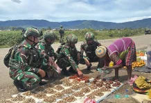 Bantu Petani, Satgas Yonif 711/Raksatama Beli Hasil Pertanian Masyarakat Dogiyai