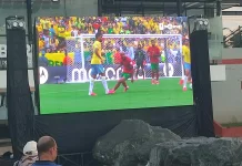 Warga Kota Palu Antusias Nobar Piala Dunia Brazil vs Morocco di Lapangan Vatulemo