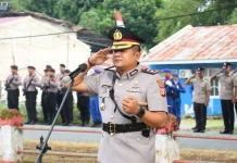 Kapolres Parimo Pimpin Tabur Bunga di TMP Bahagia jelang Hari Bhayangkara