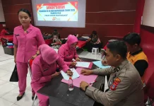 Polresta Palu Gelar Donor Darah Sambut Hari Bhayangkara ke-80