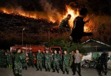 Karhutla di Gunung Barako Palu, Prajurit TNI Siaga