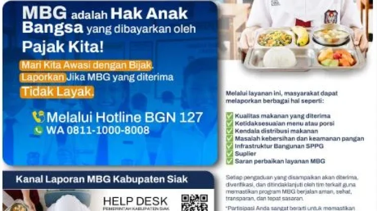 Pemkab Siak Buka Layanan Pengaduan MBG, Bisa Lapor Melalui WhatsApp
