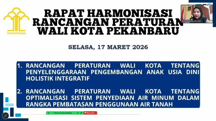 Harmonisasi Ranperwako Pekanbaru Dorong Tata Kelola Berkelanjutan