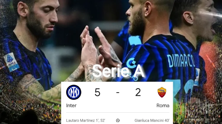 Inter Milan Pesta Gol Tumbangkan Roma Tujuh Gol Sengit