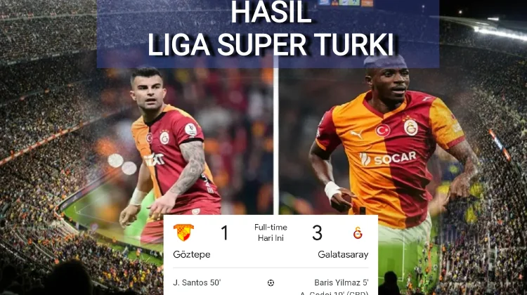 Galatasaray Perkasa di Izmir, Goztepe Takluk 1-3
