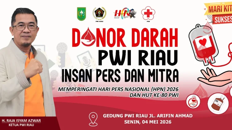 PWI Riau Siapkan Aksi Donor Darah, Wujud Nyata Kepedulian di Momen HPN dan HUT ke-80