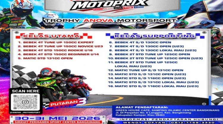 Kejurnas Motorprix Seri 3 Bangkinang Jadi Magnet Pembalap Sumatra