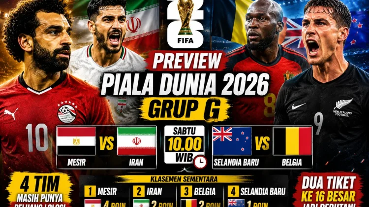 Preview Piala Dunia 2026 Grup G: Empat Tim Berebut Dua Tiket Babak Gugur