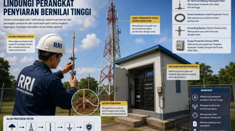 Sistem Penangkal Petir Lindungi Perangkat Penyiaran Bernilai Tinggi