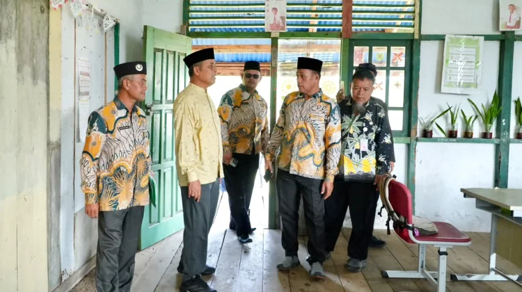 Bupati Inhil Tinjau Revitalisasi SDN 005 Pulau Burung