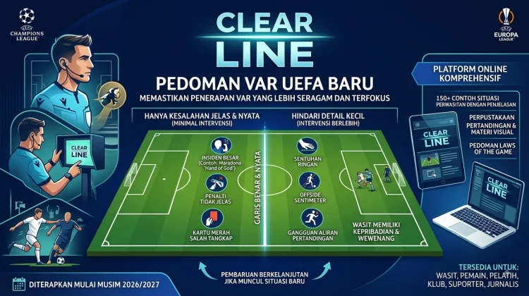UEFA Perketat VAR, Clear Line Jadi Pedoman Baru Mulai Musim 2026/2027