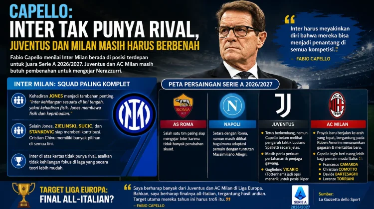 Capello: Inter Tak Punya Rival, Juventus Roma dan Milan Masih Harus Berbenah