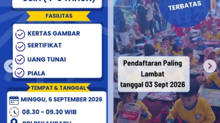 Daftar Segera Anak Anda pada Lomba Mewarnai untuk Anak TK RRI Fest 2026 Pekanbaru