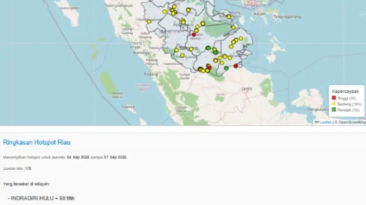 sebanyak 2.395 Hotspot Kepung Sumatra, Riau Capai 176 Titik