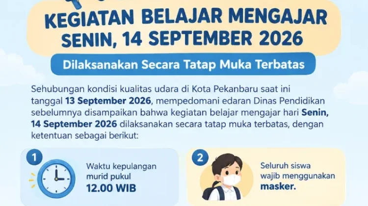 Sekolah Pekanbaru Tetap Tatap Muka, Siswa Wajib Masker