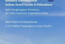 Bandara SSK II Pekanbaru Raih Penghargaan Kelas Dunia