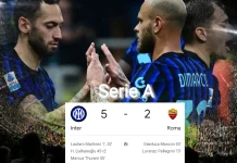 Inter Milan Pesta Gol Tumbangkan Roma Tujuh Gol Sengit