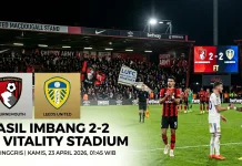Drama Empat Gol, Bournemouth Ditahan Leeds 2-2 di Menit Akhir