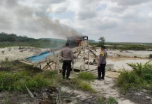 Polres Kuansing Musnahkan Puluhan Rakit Tambang Emas Ilegal