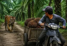 Harimau Sumatra Kembali Muncul di Kebun Sawit, Pekerja Panen Nyaris Diterkam
