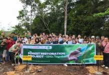 Pelajar Jepang Tanam Pohon di Tahura Riau