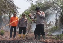 Karhutla Meluas di Kualu Nenas, Kapolres Kampar Turun Lakukan Pemadaman