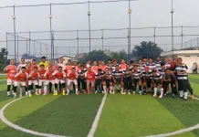 Laga Persahabatan PWI Riau vs PKS Riau Berakhir Imbang 4-4