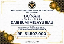 Kemenhaj Riau Salurkan Donasi Rp51,507 Juta untuk Masyarakat Terdampak Gempa NTT