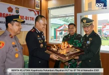 Kodim 0301/Pekanbaru Menerima Kejutan HUT ke-81 TNI dari Kapolresta Pekanbaru