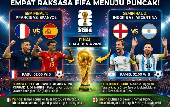 Empat Raksasa Bertemu di Semifinal Piala Dunia 2026, Kualitas atau Efek Format Baru