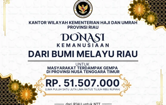Kemenhaj Riau Salurkan Donasi Rp51,507 Juta untuk Masyarakat Terdampak Gempa NTT