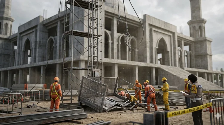 Lift Proyek Masjid di Kubu Raya Jatuh, Enam Pekerja Terluka