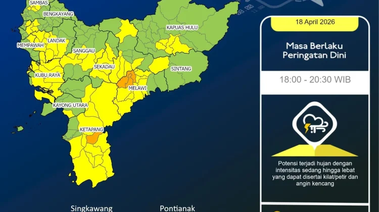 Info Terkini Cuaca Kalbar 18 April 2026 Malam