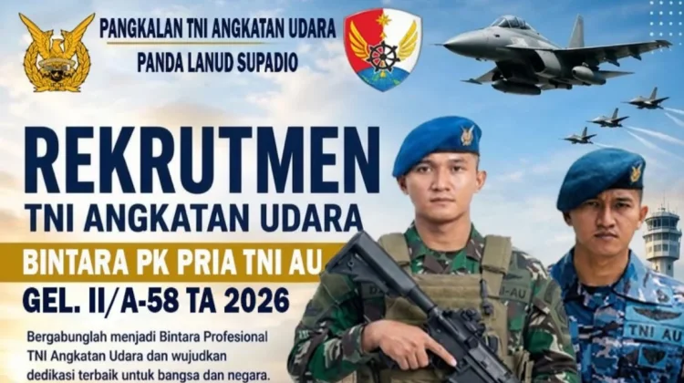 Lanud Supadio Buka Rekrutmen Bintara PK TNI AU 2026