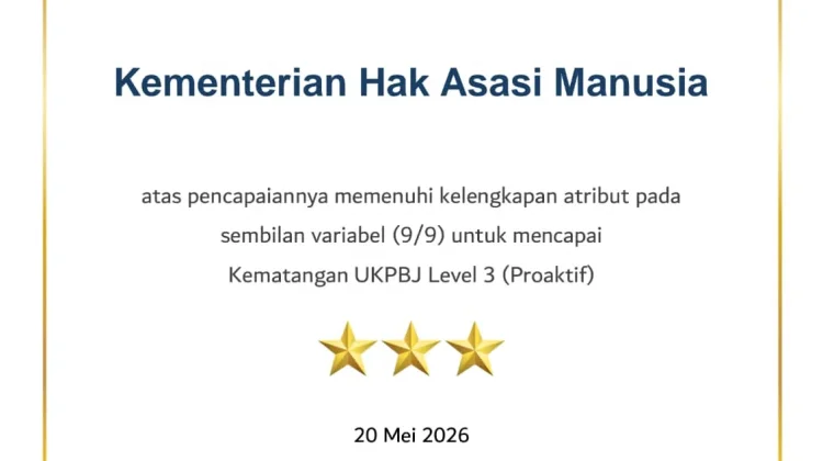 Kementerian HAM Raih Penghargaan UKPBJ Level Proaktif Nasional