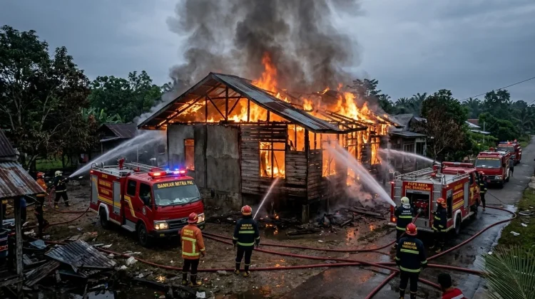Rumah Kosong di Sungai Kakap Ludes Dilalap Api