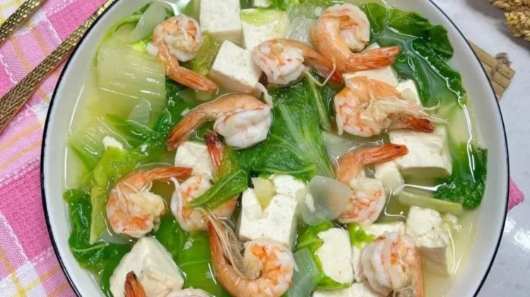 Sup Telur Tahu Sawi Udang Merupakan Menu Ekonomis