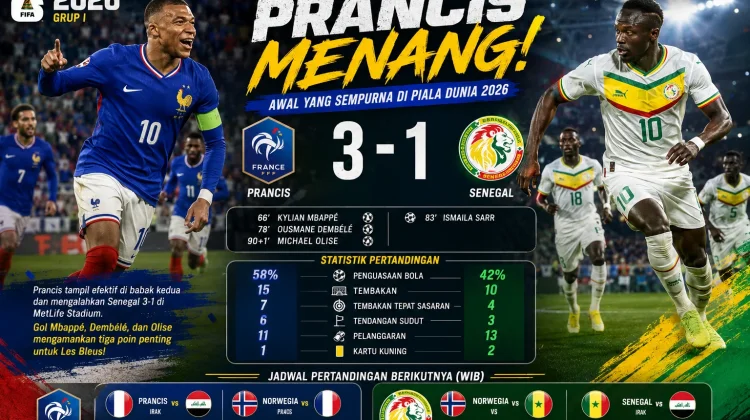 Prancis Awali Piala Dunia 2026 dengan Kemenangan, Tundukkan Senegal 3-1