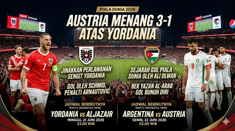 Piala Dunia 2026: Austria Jinakkan Perlawanan Yordania 3-1